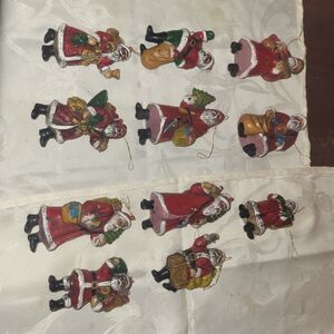 Santa Claus Mini Blow Mold Christmas Tree Ornaments  Set Of 11